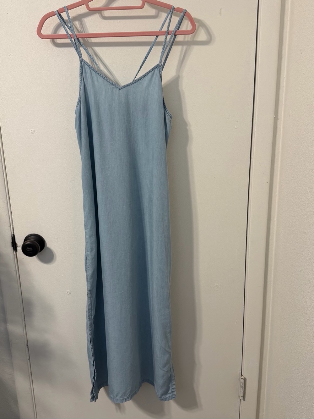 aerie Light Blue Double-Strap Slip Maxi Dress